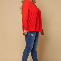 Pleione Pleated V-neck Long Sleeve Blouse Plus Size Women Clothing 7 Pleione Pleated V-neck Long Sleeve Blouse Plus Size Women Clothing -Radiant Drape Sales 2000297 231 3