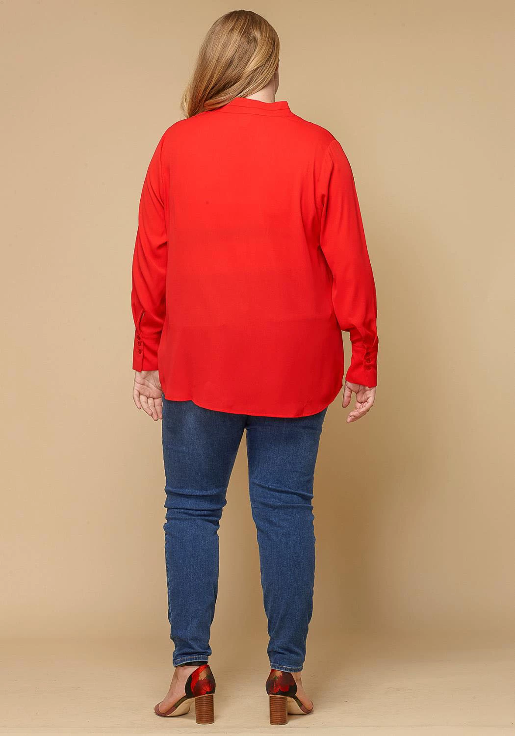 Pleione Pleated V-neck Long Sleeve Blouse Plus Size Women Clothing 4 Pleione Pleated V-neck Long Sleeve Blouse Plus Size Women Clothing - Image 4