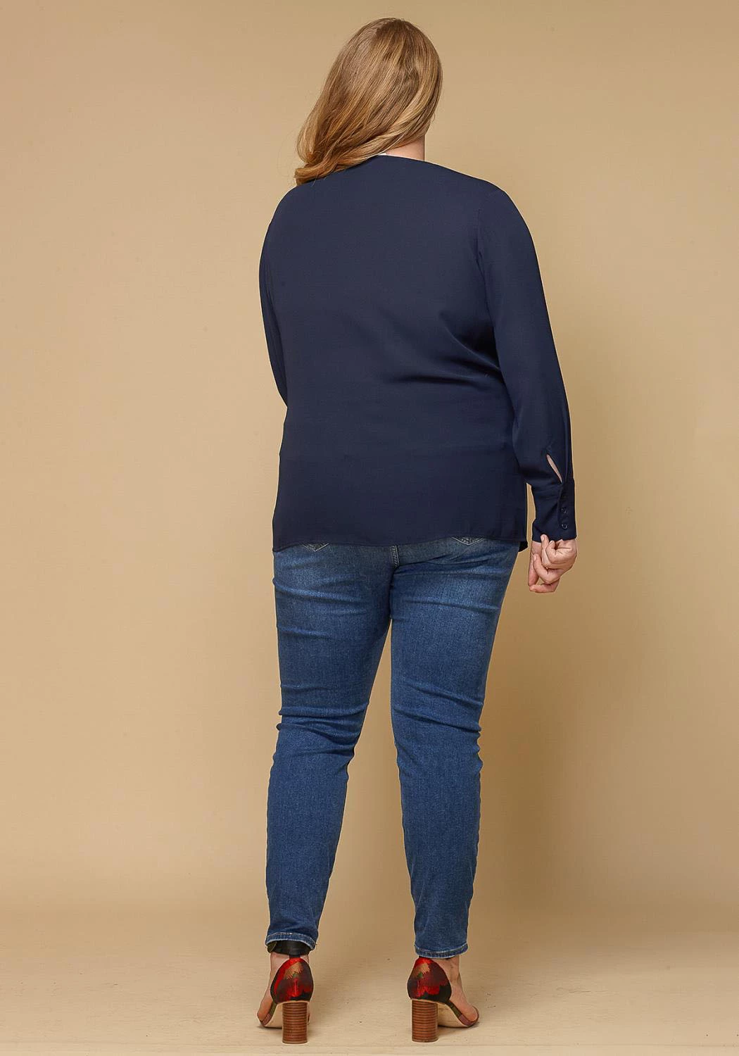 Pleione Wrap Front Long Sleeve Plus Size Women Clothing Blouse 4 Pleione Wrap Front Long Sleeve Plus Size Women Clothing Blouse - Image 4