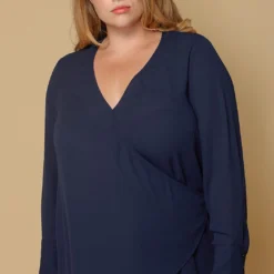 Pleione Wrap Front Long Sleeve Plus Size Women Clothing Blouse 9 Pleione Wrap Front Long Sleeve Plus Size Women Clothing Blouse -Radiant Drape Sales 2000621 117 5