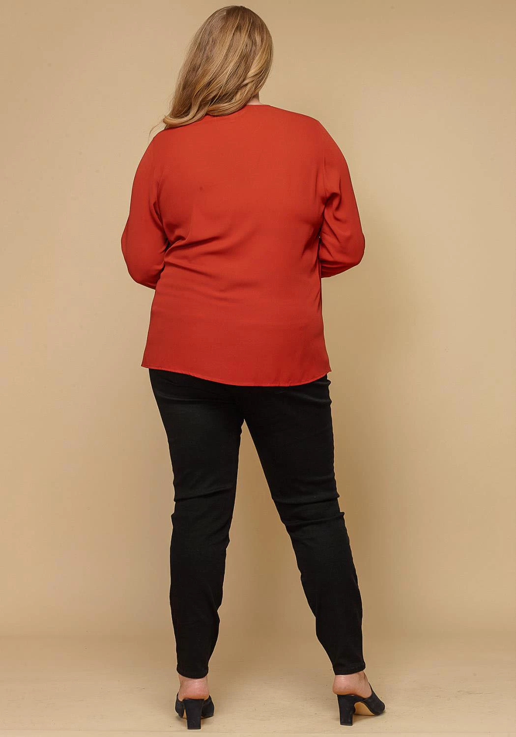 Pleione Wrap Front Long Sleeve Plus Size Women Clothing Blouse 3 Pleione Wrap Front Long Sleeve Plus Size Women Clothing Blouse - Image 3