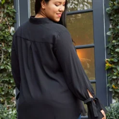 Pleione Self-tie Bell Cuff Plus Size Women Clothing Button Down Shirt Blouse 6 Pleione Self-tie Bell Cuff Plus Size Women Clothing Button Down Shirt Blouse -Radiant Drape Sales 2000623 001 3
