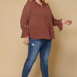 Pleione Self-tie Bell Cuff Plus Size Women Clothing Button Down Shirt Blouse 6 Pleione Self-tie Bell Cuff Plus Size Women Clothing Button Down Shirt Blouse -Radiant Drape Sales 2000623 230 3