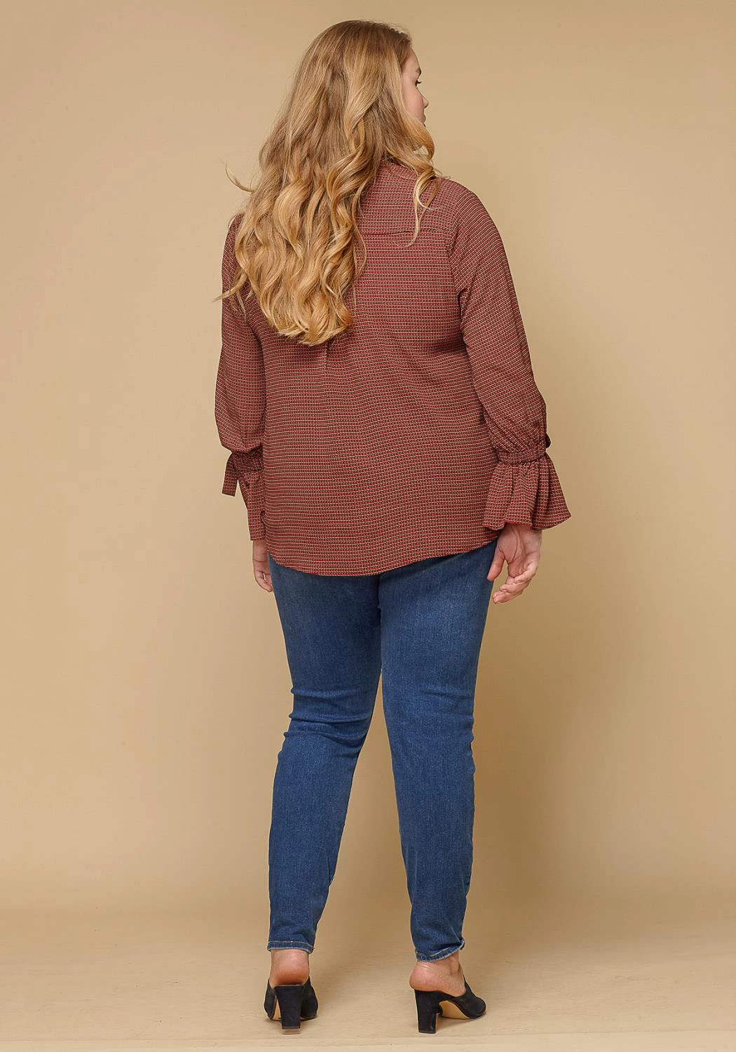 Pleione Self-tie Bell Cuff Plus Size Women Clothing Button Down Shirt Blouse 4 Pleione Self-tie Bell Cuff Plus Size Women Clothing Button Down Shirt Blouse - Image 4