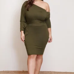 Asoph Women Clothing Plus Size One Shoulder Bodycon Dress -Radiant Drape Sales 2002490 125 2