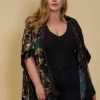 Asoph Plus Size Velvet Floral Kimono