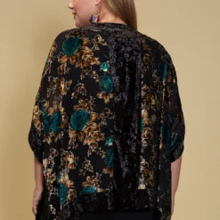 Asoph Plus Size Velvet Floral Kimono -Radiant Drape Sales 2002908 001 3