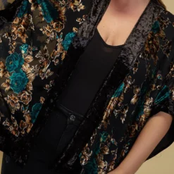 Asoph Plus Size Velvet Floral Kimono -Radiant Drape Sales 2002908 001 4
