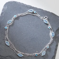 HAND MADE DIAMONDS BY THE YARD EVIL EYE NECKLACE