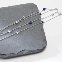 HAND MADE SWAROVSKI CRYSTAL WHITE GOLD EVIL EYE WITH NECKLACE