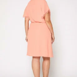 Nurode Plus Size Womens Elegant Peach Wrap Dress 6 Nurode Plus Size Womens Elegant Peach Wrap Dress -Radiant Drape Sales 2003567 144 3