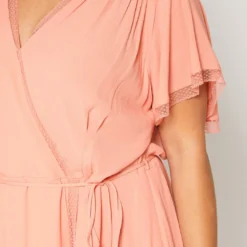 Nurode Plus Size Womens Elegant Peach Wrap Dress 7 Nurode Plus Size Womens Elegant Peach Wrap Dress -Radiant Drape Sales 2003567 144 4
