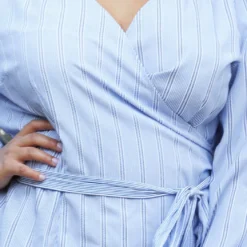 Nurode Plus Size Stripe Wrap Blouse 7 Nurode Plus Size Stripe Wrap Blouse -Radiant Drape Sales 2003570 003 4
