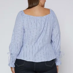 Nurode Plus Size Stripe Off Shoulder Blouse -Radiant Drape Sales 2003571 003 3