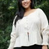 Nurode Plus Size Stripe Off Shoulder Blouse