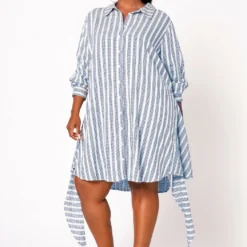 Nurode Plus Size Lace Trim Wrapped Shirt Dress -Radiant Drape Sales 2003573 302 4