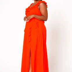 Nurode Plus Size Ruffle Trim Wrapped Maxi Dress -Radiant Drape Sales 2003574 110 4