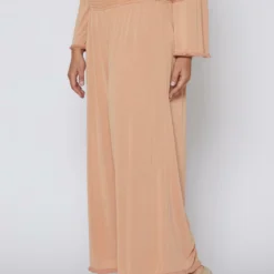 Nurode Plus Size Smocked Waist Wide Leg Palazzo Pants -Radiant Drape Sales 2003577 304 3