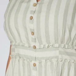 Nurode Plus Size Sleeveless Button Down Stripe Dress -Radiant Drape Sales 2003579 151 5