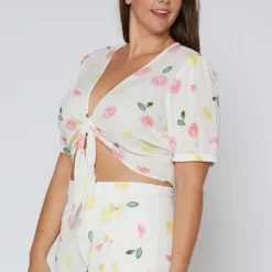 Nurode Plus Size Citrus Print Crop Top -Radiant Drape Sales 2003580 310 2