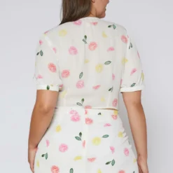 Nurode Plus Size Citrus Print Crop Top -Radiant Drape Sales 2003580 310 3