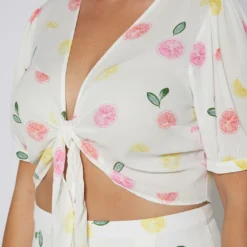 Nurode Plus Size Citrus Print Crop Top -Radiant Drape Sales 2003580 310 4