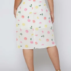 Nurode Plus Size Citrus Print Midi Skirt 9 Nurode Plus Size Citrus Print Midi Skirt -Radiant Drape Sales 2003581 310 4