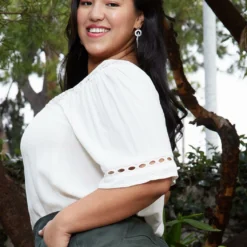 Pleione Plus Size Pleated Short Sleeve Blouse Top -Radiant Drape Sales 2003582 135 3