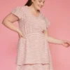 Pleione Plus Size Puff Shoulder Ruffle Checkered Dress