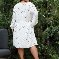 Nurode Plus Size Triangle Print Long Sleeve V-Neck Dress 6 Nurode Plus Size Triangle Print Long Sleeve V-Neck Dress -Radiant Drape Sales 2003589 317 3