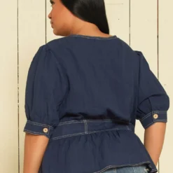 Nurode Plus Size Denim Blouse -Radiant Drape Sales 2003591 117 4
