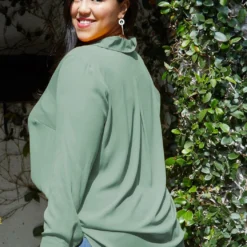 Pleione Plus Size Women's V-Neck Front Placket Long Sleeve Blouse -Radiant Drape Sales 2003627 151 3