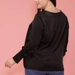 Pleione Plus Size Cross Front Crewneck Blouse Top -Radiant Drape Sales 2004342 001 3