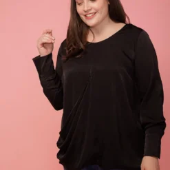 Pleione Plus Size Cross Front Crewneck Blouse Top -Radiant Drape Sales 2004342 001 4