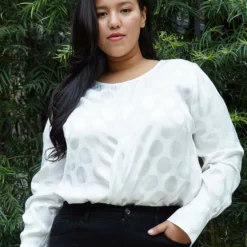 Pleione Plus Size Cross Front Crewneck Blouse Top