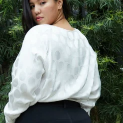 Pleione Plus Size Cross Front Crewneck Blouse Top -Radiant Drape Sales 2004342 002 3