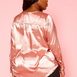 Pleione Plus Size Charmuese Contrast Cross Front Blouse -Radiant Drape Sales 2004344 186 10