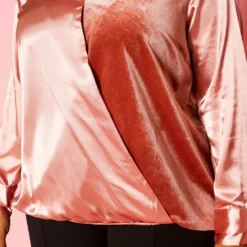 Pleione Plus Size Charmuese Contrast Cross Front Blouse -Radiant Drape Sales 2004344 186 11