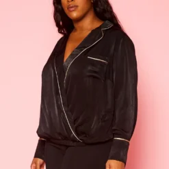 Pleione Plus Size V-neck Surplice Front Blouse -Radiant Drape Sales 2004345 001 8