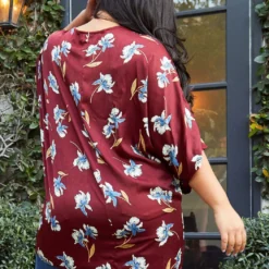 Pleione Plus Size Women's Self-tie Front Floral Batwing Kimono Cardigan -Radiant Drape Sales 2004347 111 3