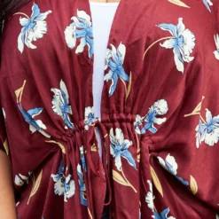 Pleione Plus Size Women's Self-tie Front Floral Batwing Kimono Cardigan -Radiant Drape Sales 2004347 111 4