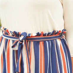 Asoph Plus Size Off Shoulder Stripe Romper -Radiant Drape Sales 2004698 118 4