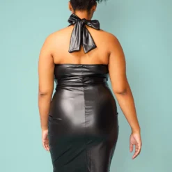 Plus Size Halter Tie Neck Mini Dress -Radiant Drape Sales 2005085 001 4