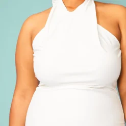 Plus Size Halter Tie Neck Mini Dress -Radiant Drape Sales 2005085 135 4