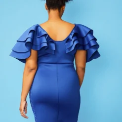 Plus Size Layered Ruffle Shoulder Party Dress -Radiant Drape Sales 2005109 188 4