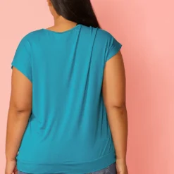 Pleione Plus Size V-Neck Twist Hem Tee -Radiant Drape Sales 2005267 158 3