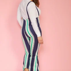 Plus Size Stripe Flared Overall Pants -Radiant Drape Sales 2005416 103 3