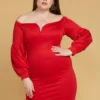 Plus Size Split Off Shoulder Party Dress