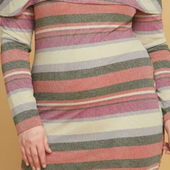 Asoph Plus Size Stripe Off Shoulder Midi Dress -Radiant Drape Sales 2005442 187 3