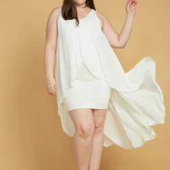 Plus Size Hi-Lo Chiffon Sleeveless Dress